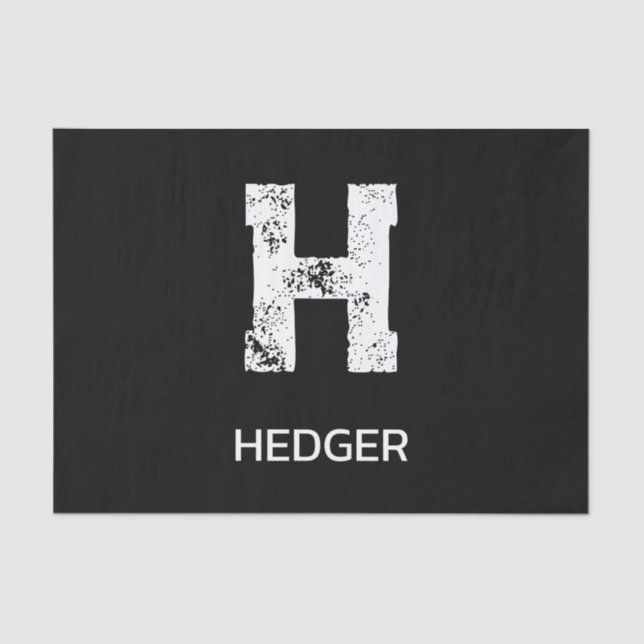 MINIMALIST WHITE ONE LETTER MONOGRAM NAME BLACK TISSUE PAPER (Front)