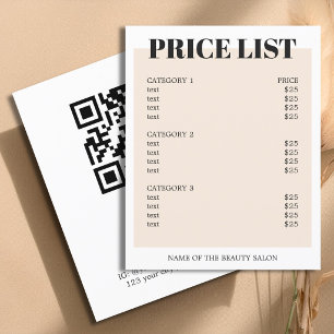Minimalist White Pastel Bold QR Code Salon Flyer