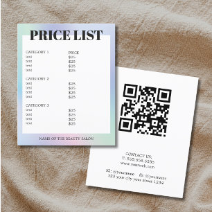 Minimalist White Pastel QR Code Salon Price List Flyer