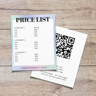 Minimalist White Pastel QR Code Salon Price List Flyer