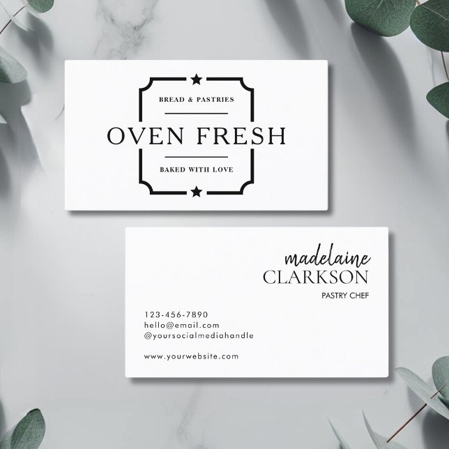 Minimalist White Pastry Chef Bakery  Business Card (Creator Uploaded)