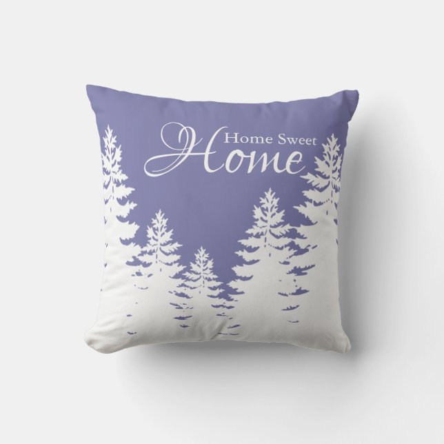 Minimalist white pine tree silhouette cushion (Front)
