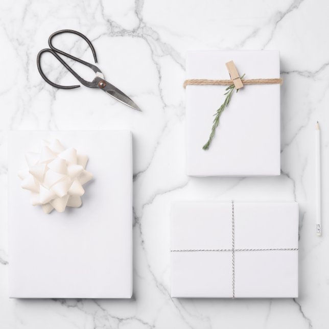 Minimalist White Plain Solid Colour Wrapping Paper (Front)