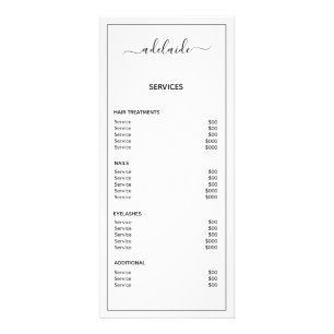 Minimalist White Price List Salon Service Menu