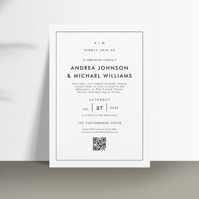 Minimalist White QR Code Wedding Invitation (Creator Uploaded)