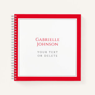 MInimalist white red elegant stylish timeless chic Notebook
