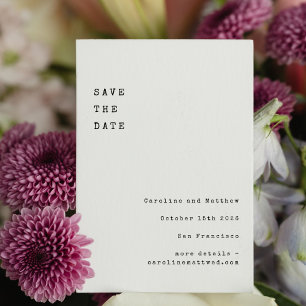 Minimalist White Retro Typewriter Font Wedding Save The Date