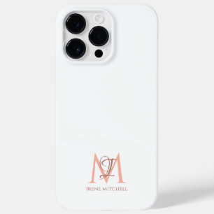 Minimalist White Rose Gold Monogram Name Case-Mate iPhone 14 Pro Max Case