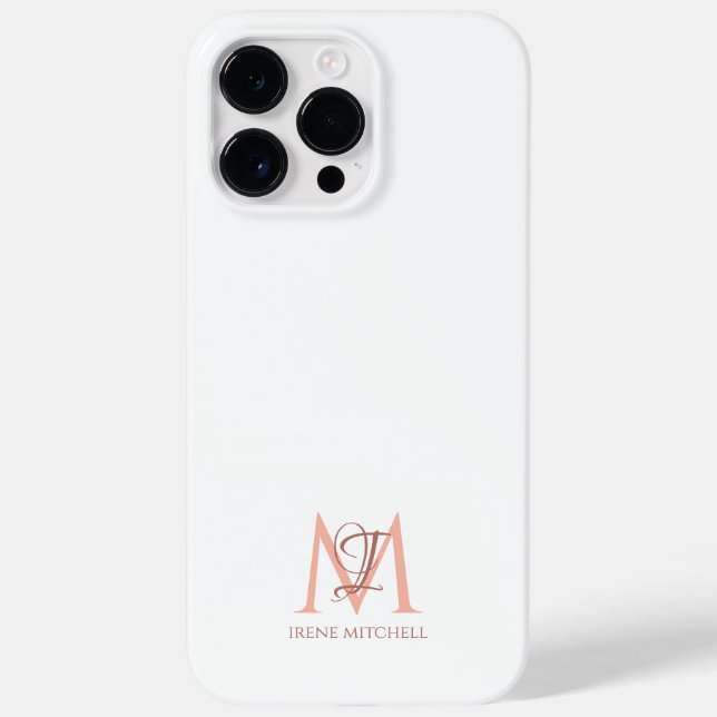 Minimalist White Rose Gold Monogram Name Case-Mate iPhone Case (Back)