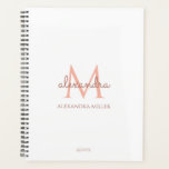 Minimalist White Rose Gold Monogram Name Modern Planner<br><div class="desc">This simple,  elegant,  stylish white and rose gold design features your personalised name and monogram in trendy,  stylish topography. This item can be and an excellent gift for you,  your family and friends.</div>