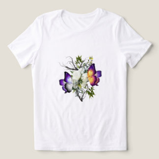 Minimalist White Rose & Purple Butterfly Graphic T Tri-Blend Shirt