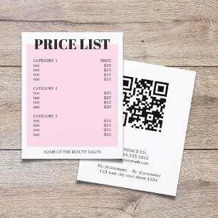 Minimalist White Rose QR Code Salon Price List Flyer