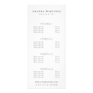 Minimalist White Salon Price List Service Menu