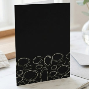 Minimalist White Scribble Circles on Black Card