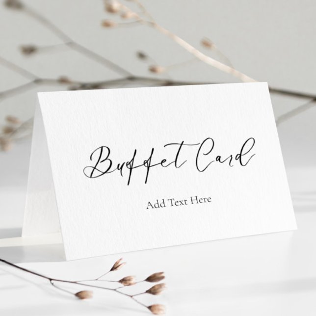 Minimalist White Script Food Label Buffet Card (Creator Uploaded)