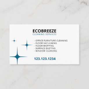 Minimalist White Shine Office Cleaning Business Card