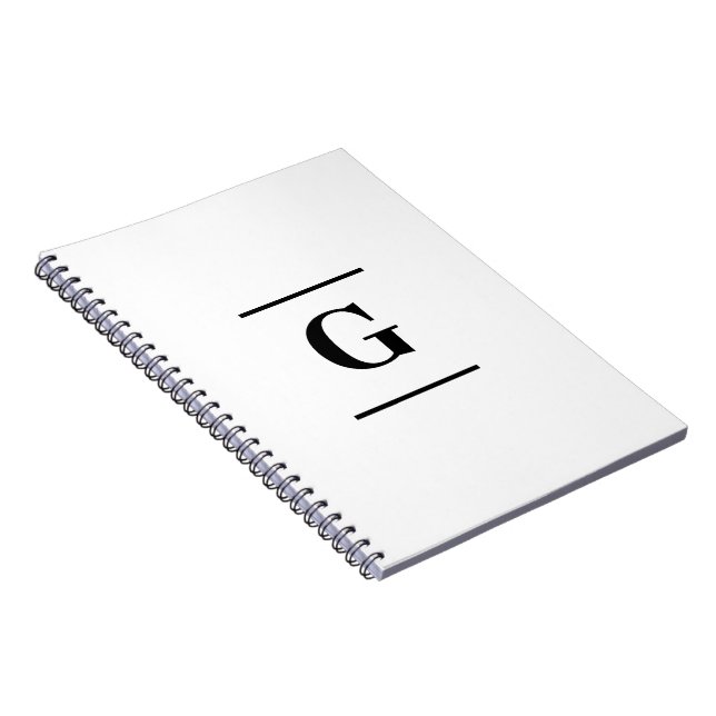 Minimalist white simple monogram notebook (Right Side)