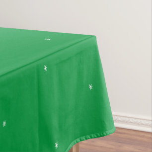 Minimalist white snowflakes gree pattern Christmas Tablecloth
