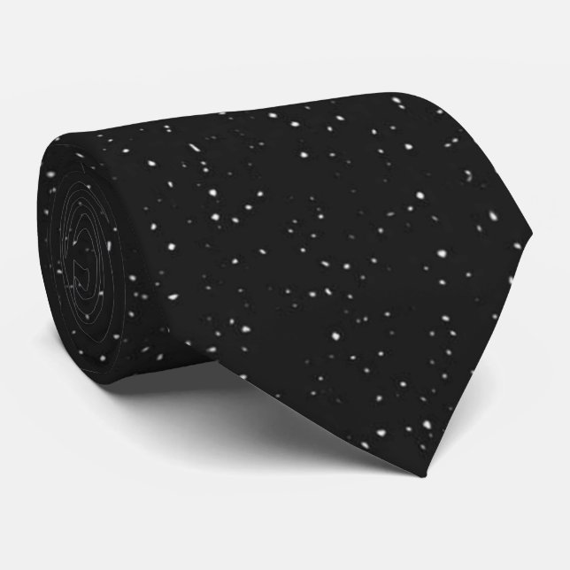 Minimalist White Speckle on Black Tie  (Rolled)