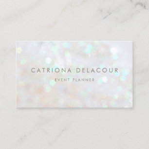 Minimalist White Subtle Glitter Bokeh Business Card