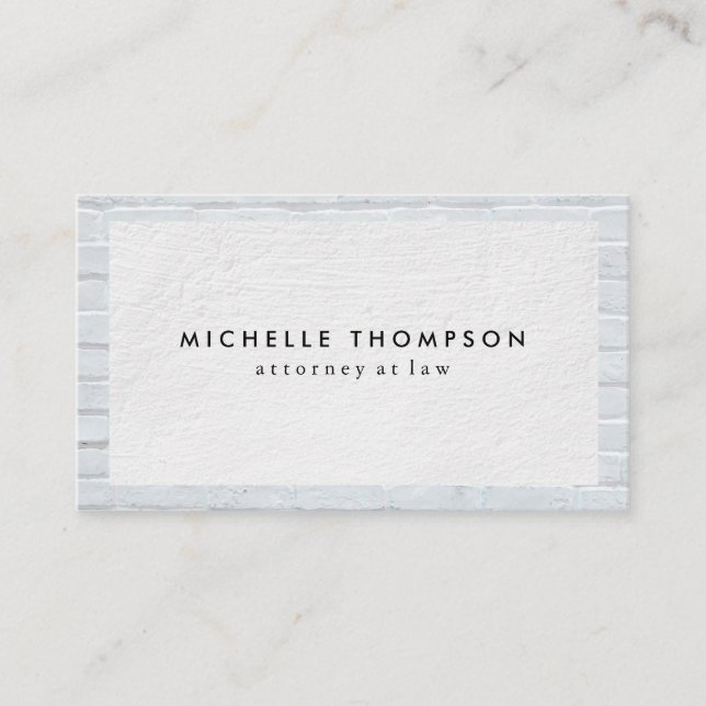 Minimalist White Texture | Brick Wall Business Card (Front)