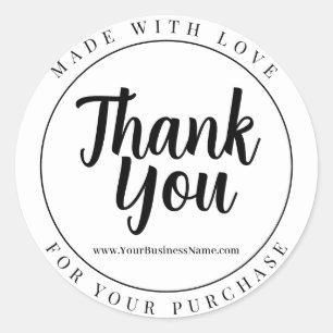 Minimalist White Thank You For Your Purchase Classic Round Sticker