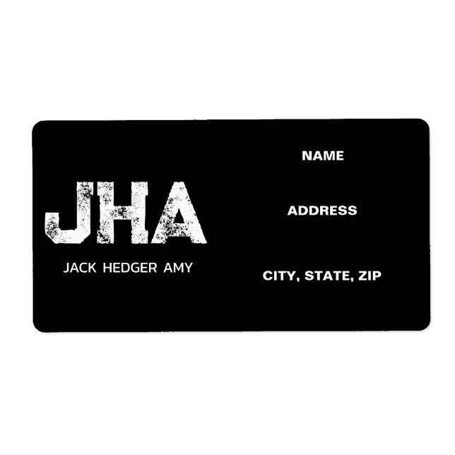 MINIMALIST WHITE THREE LETTER MONOGRAM NAME BLACK (Front)