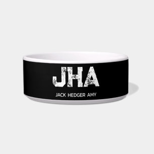 MINIMALIST WHITE THREE LETTER MONOGRAM NAME BLACK BOWL