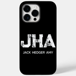 MINIMALIST WHITE THREE LETTER MONOGRAM NAME BLACK Case-Mate iPhone 14 PRO MAX CASE