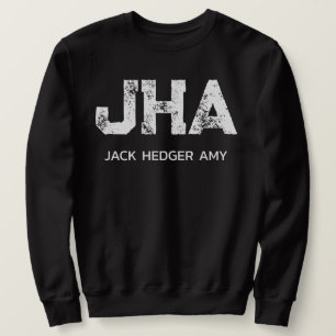 MINIMALIST WHITE THREE LETTER MONOGRAM NAME BLACK SWEATSHIRT