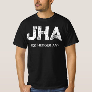 MINIMALIST WHITE THREE LETTER MONOGRAM NAME BLACK T-Shirt