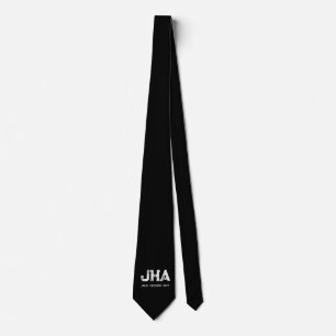 MINIMALIST WHITE THREE LETTER MONOGRAM NAME BLACK  TIE