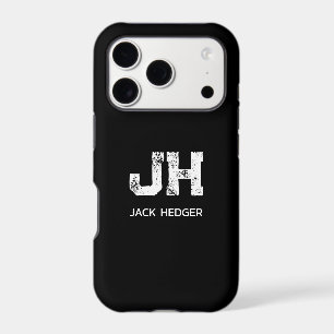 MINIMALIST WHITE TWO LETTER MONOGRAM NAME BLACK
