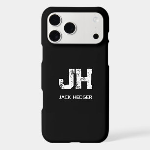 MINIMALIST WHITE TWO LETTER MONOGRAM NAME BLACK