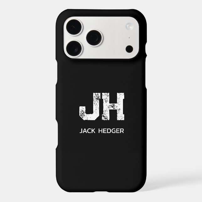 MINIMALIST WHITE TWO LETTER MONOGRAM NAME BLACK (Back)