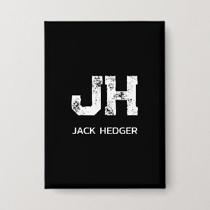 MINIMALIST WHITE TWO LETTER MONOGRAM NAME BLACK