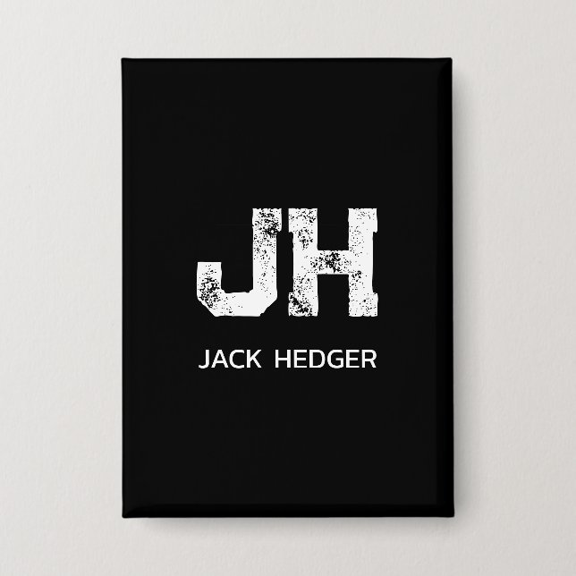 MINIMALIST WHITE TWO LETTER MONOGRAM NAME BLACK (Front)