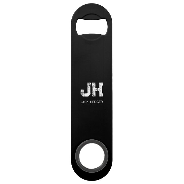 MINIMALIST WHITE TWO LETTER MONOGRAM NAME BLACK  (Front)