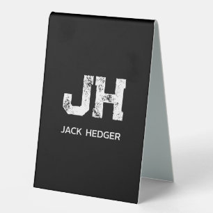 MINIMALIST WHITE TWO LETTER MONOGRAM NAME BLACK 