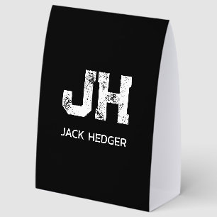 MINIMALIST WHITE TWO LETTER MONOGRAM NAME BLACK 