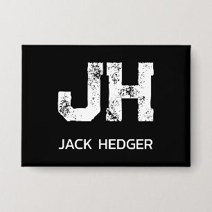MINIMALIST WHITE TWO LETTER MONOGRAM NAME BLACK