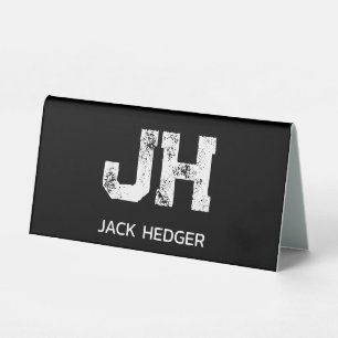 MINIMALIST WHITE TWO LETTER MONOGRAM NAME BLACK