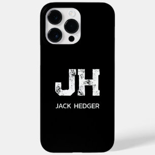 MINIMALIST WHITE TWO LETTER MONOGRAM NAME BLACK Case-Mate iPhone 14 PRO MAX CASE