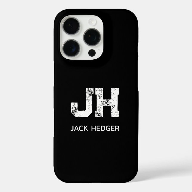 MINIMALIST WHITE TWO LETTER MONOGRAM NAME BLACK Case-Mate iPhone CASE (Back)
