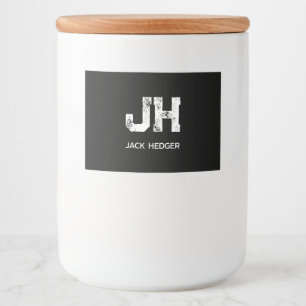 MINIMALIST WHITE TWO LETTER MONOGRAM NAME BLACK FOOD LABEL