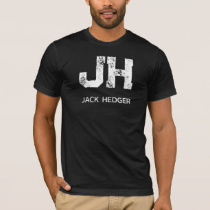 MINIMALIST WHITE TWO LETTER MONOGRAM NAME BLACK T-Shirt