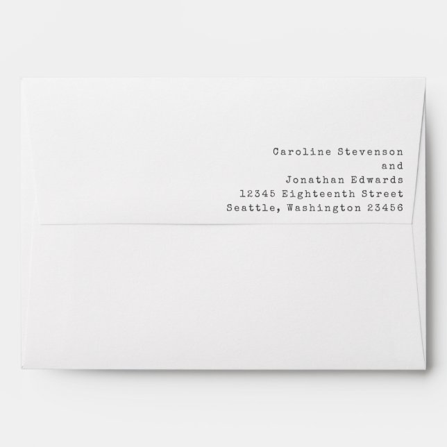 Minimalist White Typewriter Typography Address Envelope (Back (Top Flap))