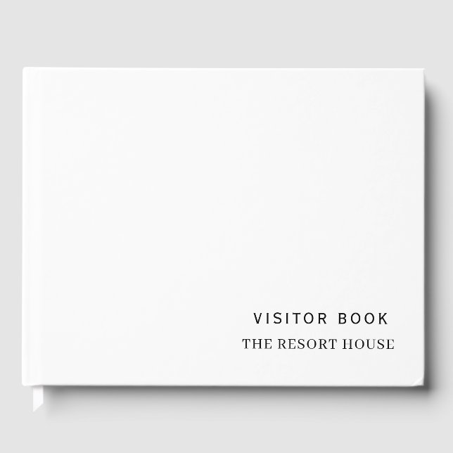 Minimalist White | Vacation Rental Guest Sign Book (Front)
