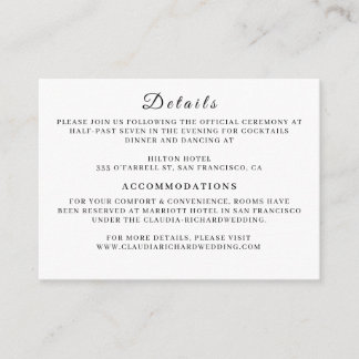 Minimalist White Wedding Enclosure Card | Earthy 