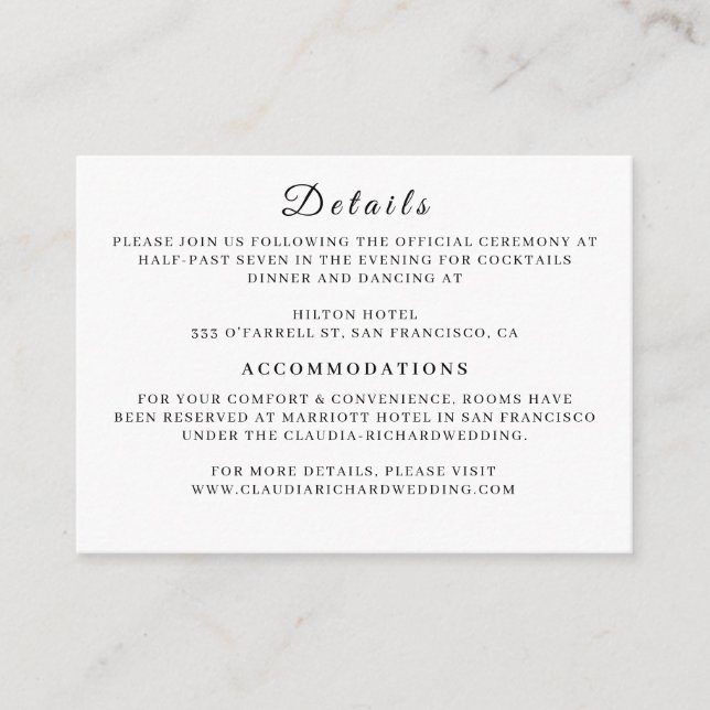 Minimalist White Wedding Enclosure Card | Earthy  (Front)
